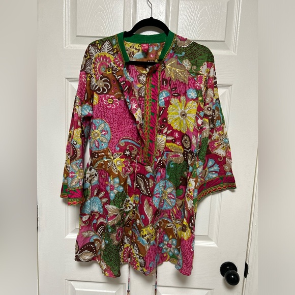 Sandy Starkman Embellished Boho Swim Cover-up Tunic Size Large - Picture 1 of 12
